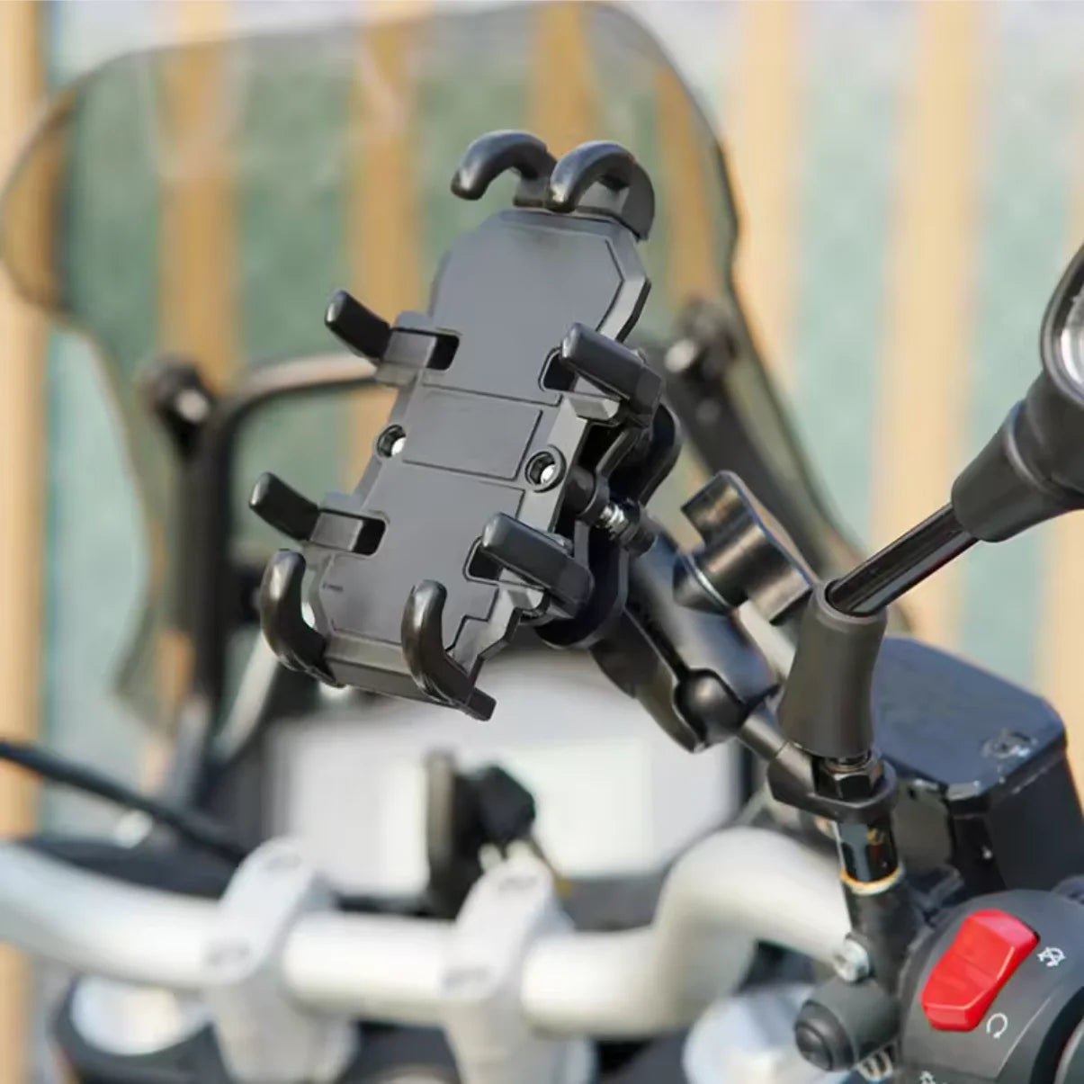 Motorcycle Phone Mount Holder With Shock Absorption & Shockproof Clip - Secure Phone Mount for Motorcycle Riding phone holder