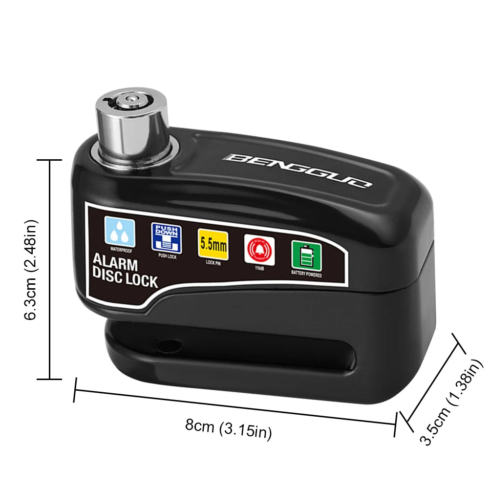 Motorcycle Anti-Theft Disc Brake Alarm Lock – Heavy-Duty Security with Keys