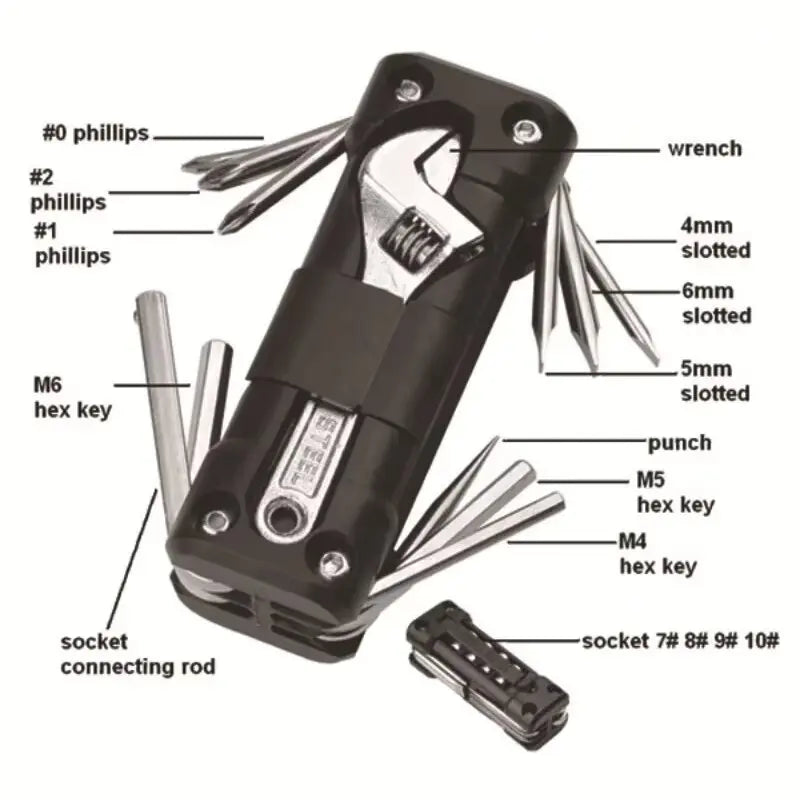 Motorcycle Multi-Function Repair Tool – 16-in-1 Compact Kit