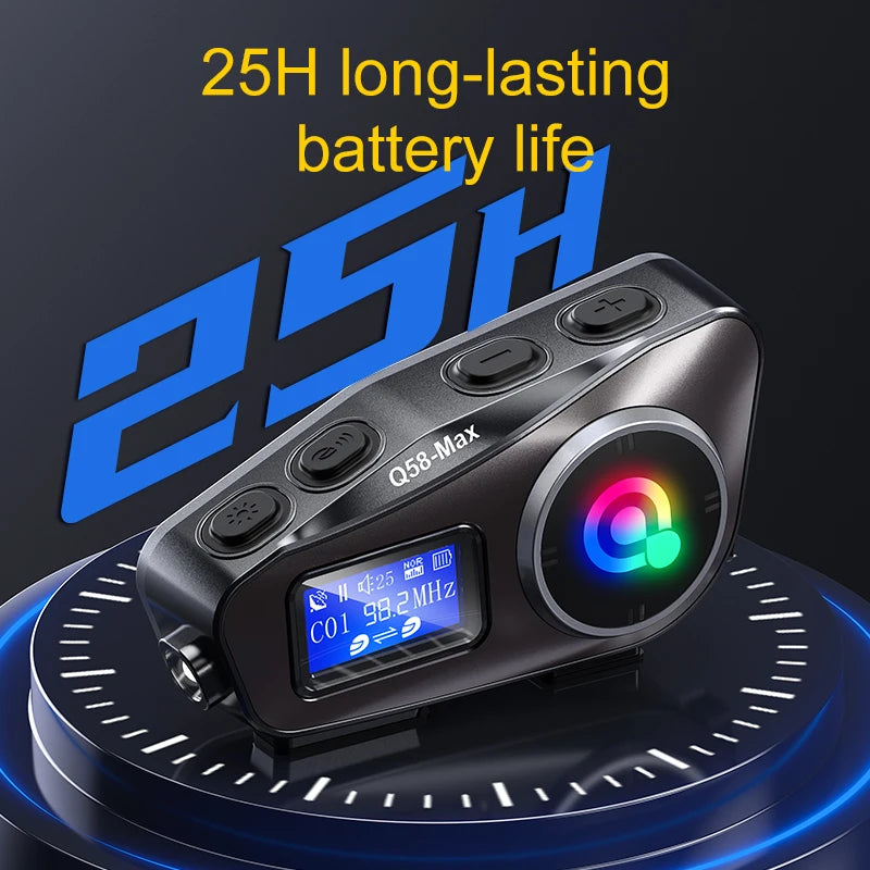 Bluetooth 5.3 Motorcycle Helmet Headset Intercom LCD Display 500M Interphone IP65 Waterproof Intercom Multi-Scene Music Sharing