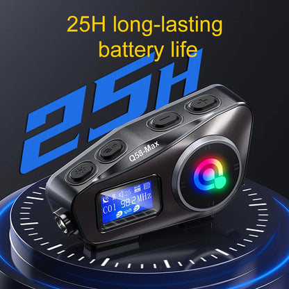 Bluetooth 5.3 Motorcycle Helmet Headset Intercom LCD Display 500M Interphone IP65 Waterproof Intercom Multi-Scene Music Sharing