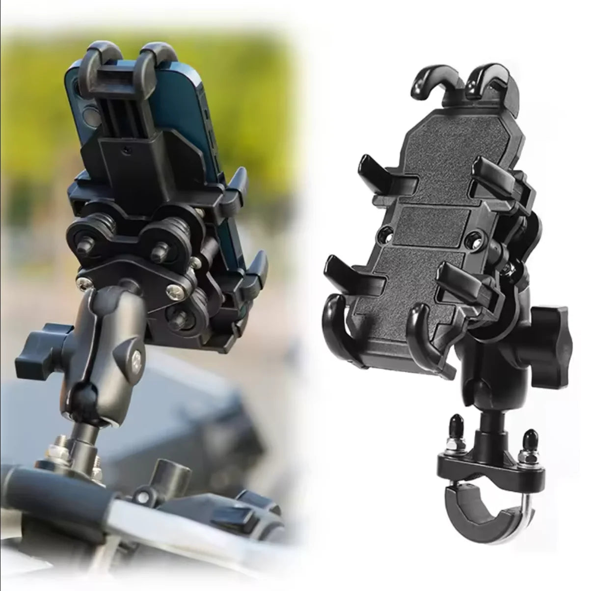 Motorcycle Phone Mount Holder With Shock Absorption & Shockproof Clip - Secure Phone Mount for Motorcycle Riding phone holder