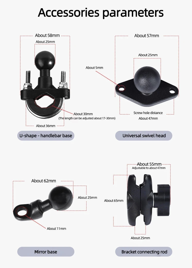 Motorcycle Phone Mount Holder With Shock Absorption & Shockproof Clip - Secure Phone Mount for Motorcycle Riding phone holder